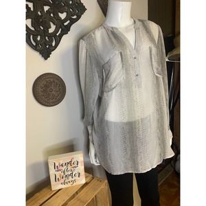 NY Collection Shirt : animal print sheer top, Size: 2x TOP